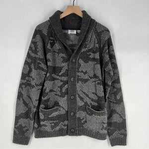 Hedge Men's Printed‎ Gray Button Front Shawl Collar Cardigan Sweater Size M
